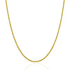 2.0mm 14k Yellow Gold Solid Diamond Cut Rope Chain